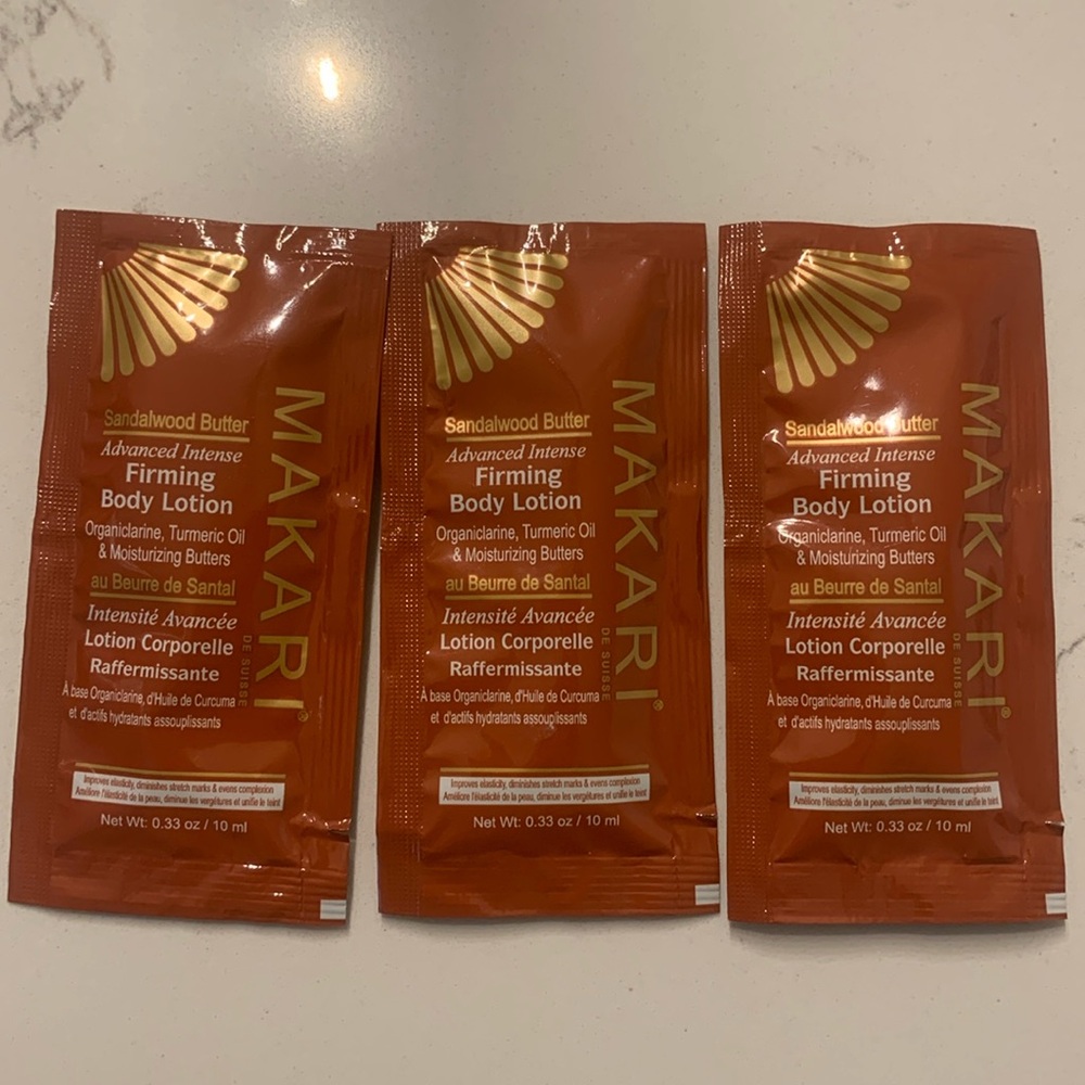 Makari Sandalwood Butter Firming Body Lotion. 3 Travel Sample Size. New!